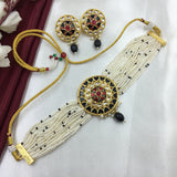Gorgeous Traditional Tiny Beads With Enamel Flower Circle Necklace Set