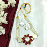 Bright Round Beads With Flower Stones Traditional Necklace Set