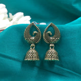 Golden Pear Peacock Face With Classic Jhumka Earrings