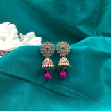 Antique Flower Face With Flower Jhumka Beads Earrings