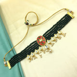 Crystal Clear Beads Row Fancy Kundan Work Necklace