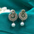Crystal Clear White Stones With Pearl Bead Earrings
