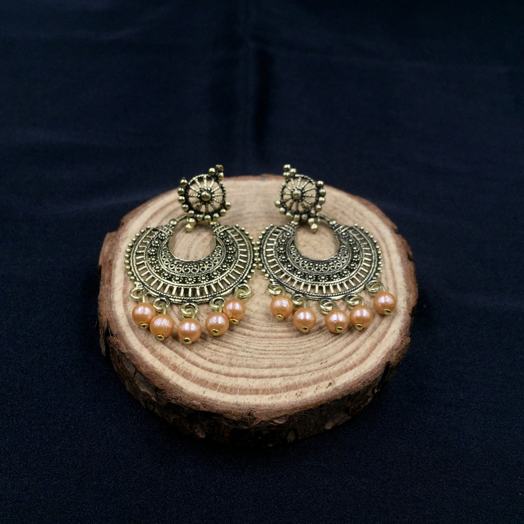 Antique Style Golden Leaf Jhumka Earrings – Mission Crafts