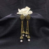 Handmade Pear Face With Double Chain Beads Earrings