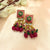 Colorful Enamel With Square Link Floral Design & Beads Necklace Set