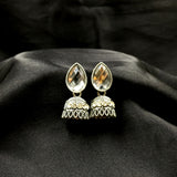 Transparent Pear Shape Stone With Antique Jhumka Earrings