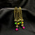 Triple Chain Jhumka With Multi Color Beads Earrings