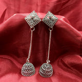 Vintage Square Face With Chain Jhumka Earrings