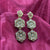 Triple Flower Dangle With Brown Stones Earrings