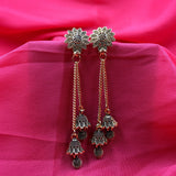 Wonderful Flower Face With Double Chain Flower Jhumka Earrings