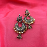 Rich Golden Beads & Stones Antique Traditional Earrings