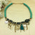 Stuuning Sea Green Round Beads With Denim Style Bold Necklace