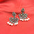 White Round Beads With Traditional Style Silver Earrings