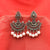 White Round Beads With Traditional Style Silver Earrings