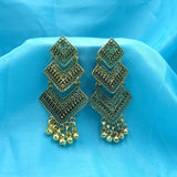 Antique Triple Square Handmade Oxidised Earrings