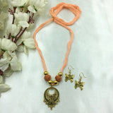 Simple Antique Golden Beads Floral Butterfly Necklace Set