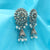 Glittering White Stones & White Beads Floral Design Earrings
