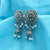 Glittering White Stones & White Beads Floral Design Earrings