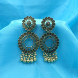 Double Circle Flower With Ghungroo Earrings