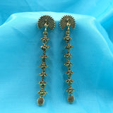 Long Flowers Jhumka With Peacock Face Earrings