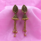 Traditional Golden Royal Jhumka & Chain Beads Earrings