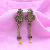 Geometric Flowers Design Chain Colorful Beads Earrings