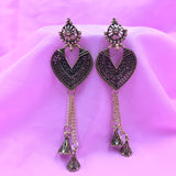 Filigree V Design With Double Chain Jhumka Earrings