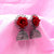 Velvet Red Rose With Big Jhumka Earrings