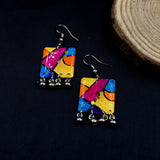 Geometric Design Colorful Square Hook Resin Earrings