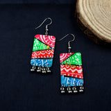 Rectangle Shape Handmade Colorful Design Resin Earrings