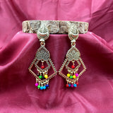 Multicolor Round Beads Kite Shape Traditional Earrings