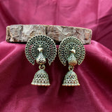 Heart Feather Peacock Design With Jhumka Earrings