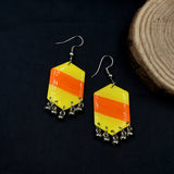 Shiny Yellow & Orange Fancy Shape Resin Earrings