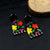 Pretty Flower Print Circle Face With U Shape Resin Earrings