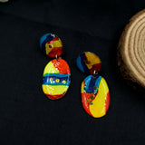 Double Oval Shape In Colorful Resin Earrings