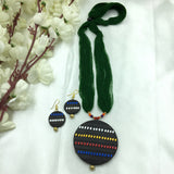 Black Circle With Colorful Rows Adjustable Terracotta Necklace