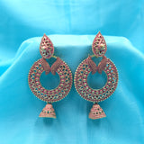 Antique Circle Floral Design Jhumka Earrings