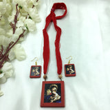 Old Era Style Mother & Child Red Terracotta Necklace