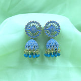 Fine Swirl Flower With Classic Beads Jhumka Earrings