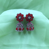 Solid Colorful Stones Flower & Jhumka Traditional Earrings