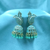 Antique Royal Peacock Face & Beads Jhumka Earrings