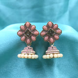 Classy Square With Solid Stones & Beads Jhumka Antique Earrings