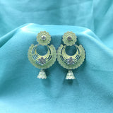 Classy Half Moon Royal Style With Glittering Stones Earrings