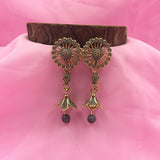 Swirl Flower With Flower Jhumka Beads Earrings