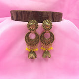 Stunning Circles Flower & Halfmoon Beads With Jhumka Earrings