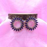 Twisted Spike Circle Colorful Stones Stud Earrings