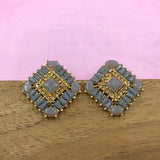 Handcraft Square Design Multi Shape Stones Earrings