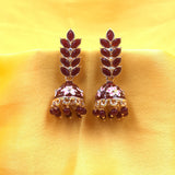 Impressive Leaf Design With Floral Print Jhumka Earrings