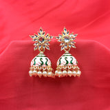 Starburst Flower Face With Enamel Beads Jhumka Earrings