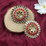 Old Flower Design Multi Stones Stud Earrings